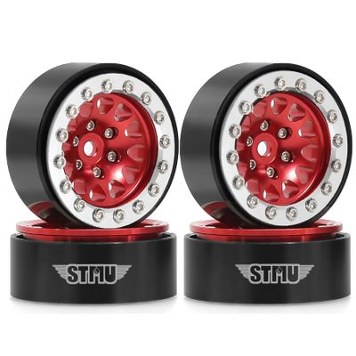 1.3" Aluminium Beadlock Wheels, RC Crawler Upgrade Parts for TRX4M SCX24 1/24 1/18 Scale RC Crawler Cars (red)