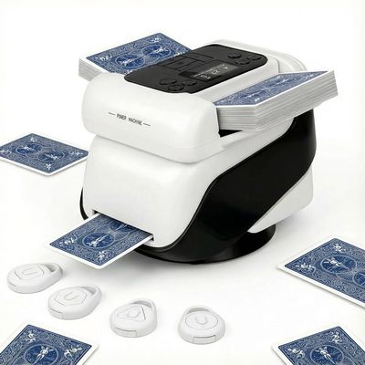 2 in 1 Card Shuffler and Dealer, Automatic Poker Machine with 4 Remote for 8 Player, 360/180 Deal, Rechargeable, Ultra Quiet, for Poker, UNO, Phase 10, Texas Hold'em