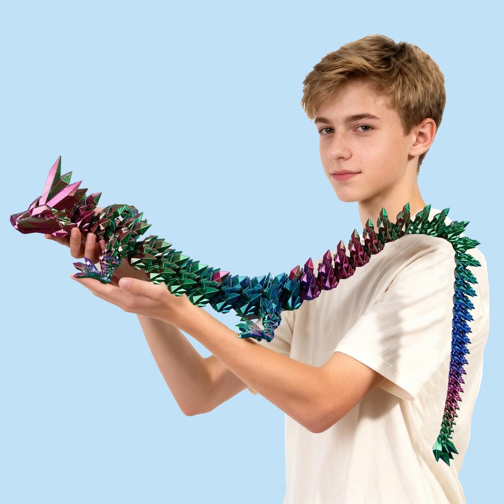 59 3D Printed Dragon Large 3D Dragon--Bigger Fidget Toy Gift for Kids, Boys, Girls & Adults,Cool Giant Crystal 3-D Printed Animals Desk Decoreaster basket essentials59in blue green purple