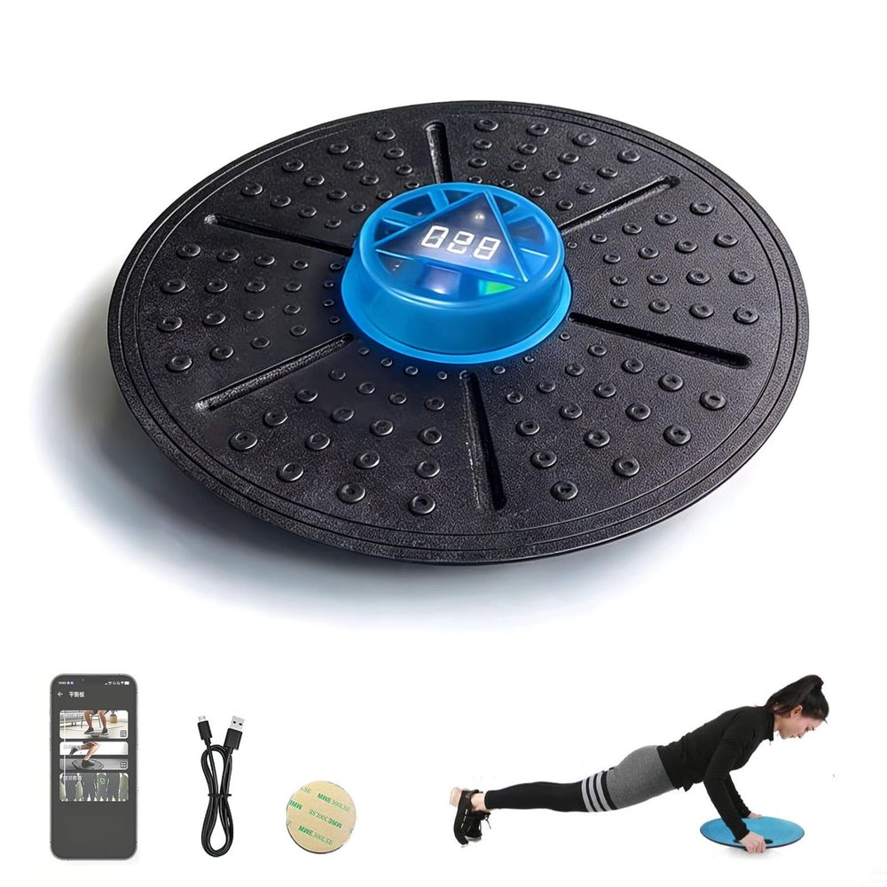 richigblosmum Smart Balance Board for All Ages - LED Visual Feedback Balance Trainer with Magnetic Light, Core Strength & Rehabilitation Training Equipment with App