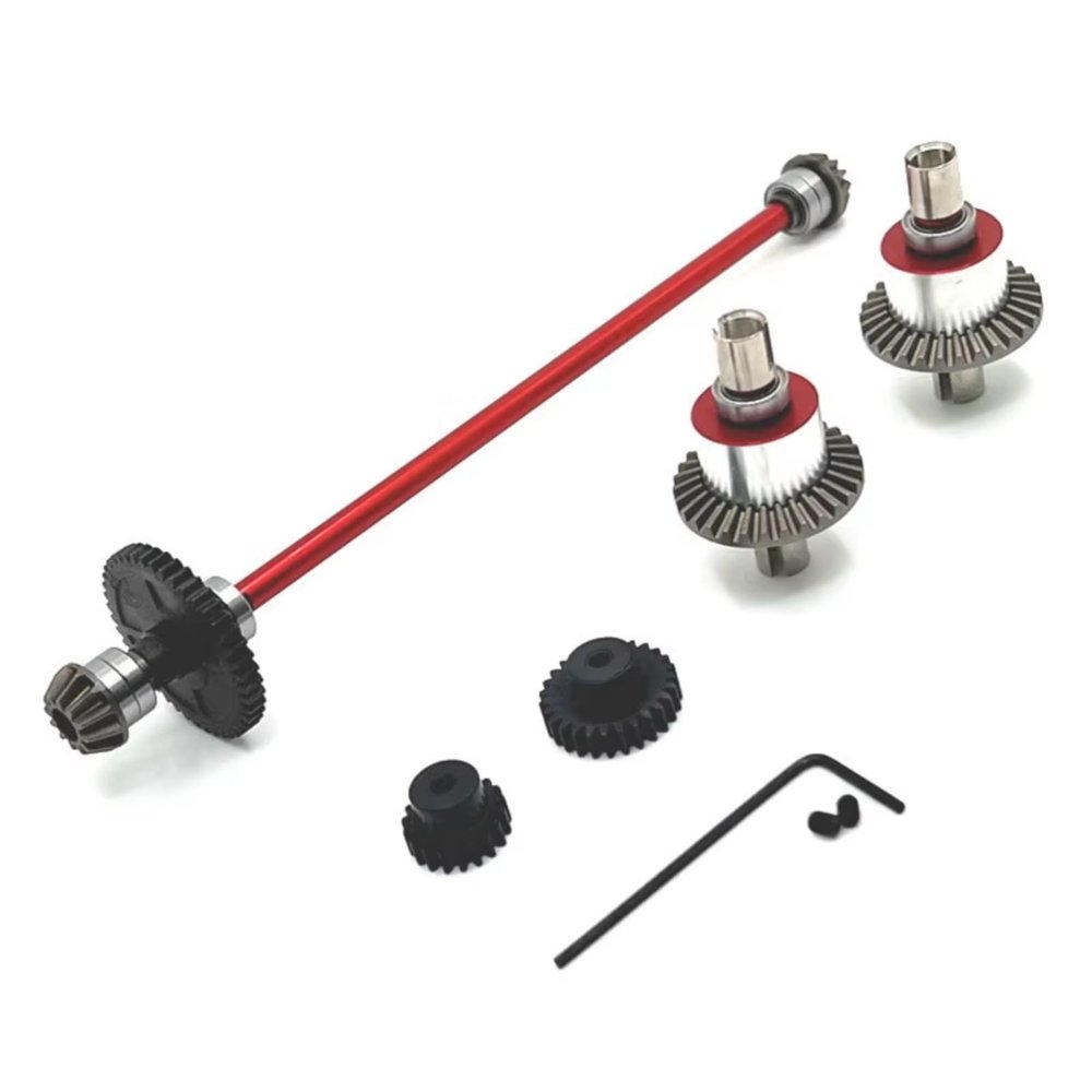 Models Upgrades Parts For WLtoys 144001 144002 144010 1/14 Metal Transmission Assembly RC Car Upgrade Replacement Accessories(Red)