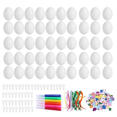 50Pcs DIY Unpainted Easter Eggs Kit Portable Accessory Easter Basket Fillers