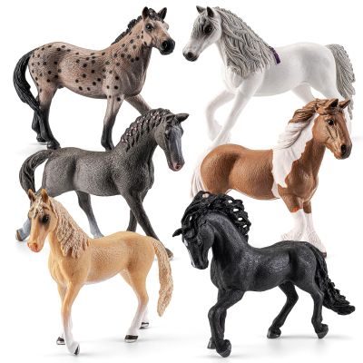 THINKBAY 6PCS 6 Inch Large Horse Figurines - Solid Farm Animal Toys