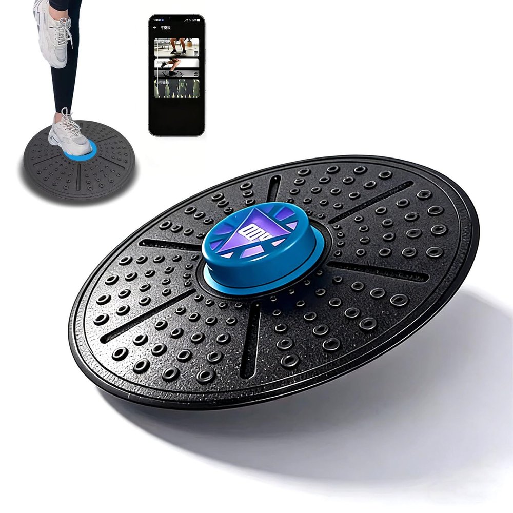 richigblosmum Smart Balance Board Trainer with Guide Lights, Real-Time Balance Correction, Full-Body Core Workout Equipment for Home/Gym/Rehab, Portable Fitness Board for Adults