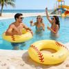 2PCS 35IN Inflatable Pool Floats Adult Large Swim Ring Classic Striped Fruit Pool Inner Tubes,35IN Adults Rings Pool Floaties Adult Size for Summer Pool Party Beach (Yellow Baseball) view 3