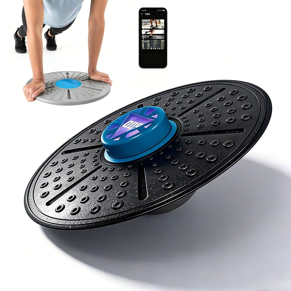 richigblosmum Smart Balance Board with Guide Light - Pilates Board with Visual & Data Feedback, Portable Wobble Board with App