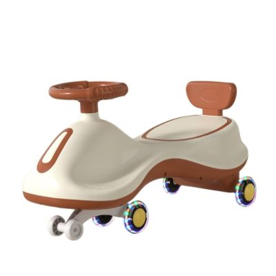 Ride On Car Swing Wiggle Car with Flashing Wheels Music Anti-Rollover, for Indoor and Outdoor Toys Vehicle(Brown)