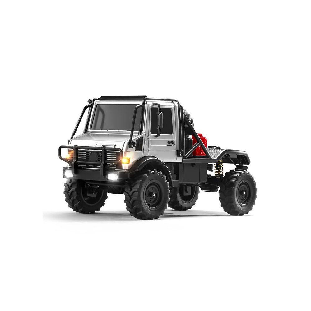 ConGamefun RC Crawler, 1/18 Scale 4CH 4WD RC Climbing Car Model with 2.4GHz Remote Control, LED Lights, Dual-Speed Modes, Gift for Adults (RTR/Silver)