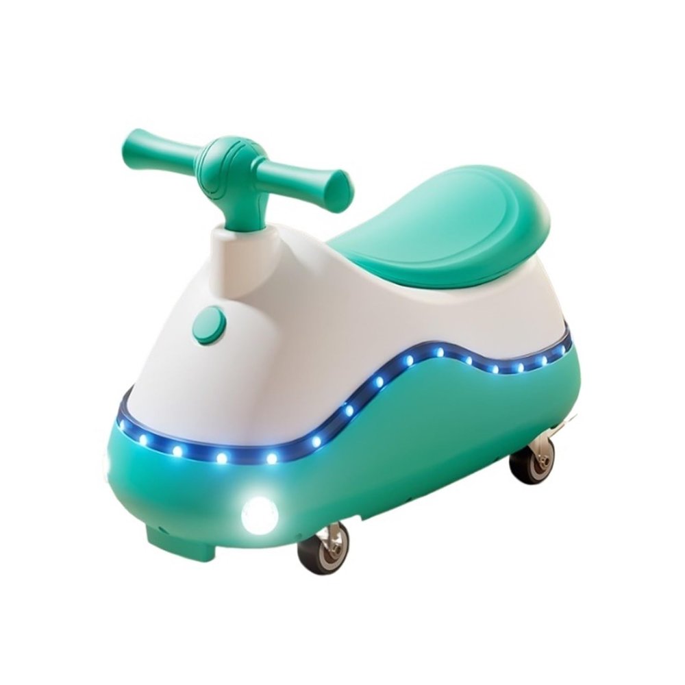 Wiggle Car for Kids 4 Wheels Swing Car with Lights Music Anti-Rollover Ride On Toys for Indoor Outdoor(Blue)
