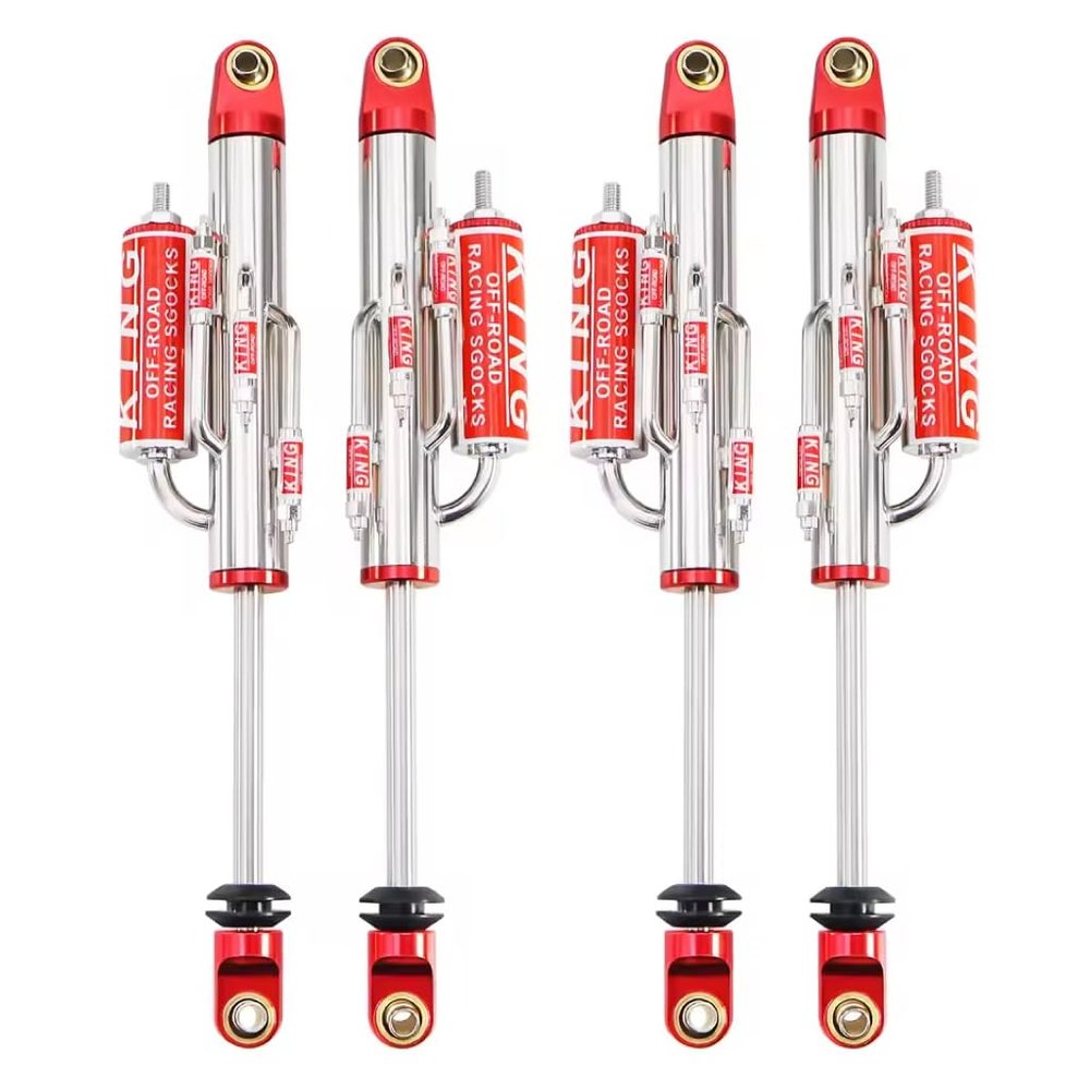 1/10 Scale Simulated Negative Pressure Damping Shock Absorber Metal Trim, Suitable for RC Off-Road Vehicles UT4/TRX4/RR10/Wraith DIY Upgrades (Red 125 mm 4Pcs)