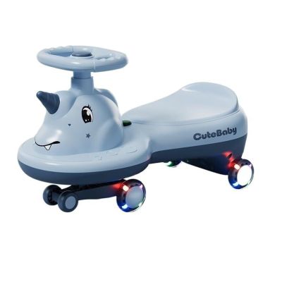 Ride on Wiggle Car Boys and Girls Swing Car Flashing Wheels, for Kids 3 Yrs and UP Indoor Outdoor Toys(Blue)