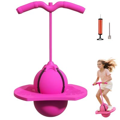 Balance Jumping Ball - Pogo Stick with Handle for Kids & Adults Up to 200lb, Bouncing Jump Ball Board for Indoor Outdoor Play, Balance Training, Coordination and Fitness Fun (Pink)