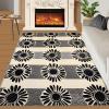 Daisy Rugs for Boys Room, Black-White Daisies Area Rug - 4x5, Simple Abstract Outdoor Rug, Washable & Non Slip Carpet for Home Decor view 2