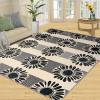 Daisy Rugs for Boys Room, Black-White Daisies Area Rug - 4x5, Simple Abstract Outdoor Rug, Washable & Non Slip Carpet for Home Decor view 3