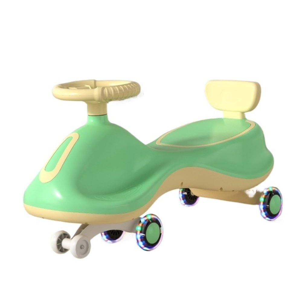 Ride On Car Swing Wiggle Car with Flashing Wheels Music Anti-Rollover, for Indoor and Outdoor Toys Vehicle(Green)