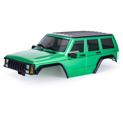 6.10in Wheelbase Body Shell,ABS Hardtop Cherokee Body with Front Rear Bumpers for TRX4M Bronco Defender Chassis 1/18 RC Crawler Upgrade Parts (Green)