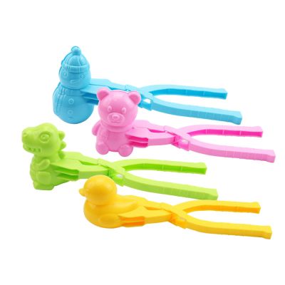4 Pack Snowballl Maker, Snow Toys for Kids Outdoor, Snowballl Mold Clips, Winter Snow Ball Fights Maker Tools with Dinosaur/Bear/Duck/Snowman Shaped, Snows Games Accessories for Outdoor Play Ages 2-10