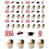 2026 Graduation Cupcake Toppers - 36 Pcs Glitter Graduation Party Decorations with 2026 Signs, Grad Cap & Diploma Picks for 2026 Senior Graduation Party Cake Decor (Red) view 1