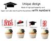 2026 Graduation Cupcake Toppers - 36 Pcs Glitter Graduation Party Decorations with 2026 Signs, Grad Cap & Diploma Picks for 2026 Senior Graduation Party Cake Decor (Red) view 2