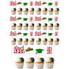 2026 Graduation Cupcake Toppers - 36 Pcs Glitter Graduation Party Decorations with 2026 Signs, Grad Cap & Diploma Picks for 2026 Senior Graduation Party Cake Decor (Red and Green) view 1