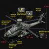 AH-64 Apache Attack Helicopter Diecast Model Airplane Toy, 1:46 Plane Military Fighter Jet Toy, Light and Sound for Kids 3+ (Gray) view 3