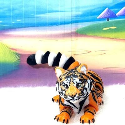 3D Printed Tiger, Animal Creature Tigers and Leopards 6.5 Inches Articulated Fidget Animal for Home Office Executive Desk Decoration AT001-ASL001 (1pc Orange Tiger)