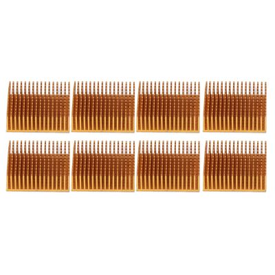 8Pcs Cooling Fins Aluminum Alloy Power Radiator Slotted Heatsink for Electronics 50x50x15mm Gold (with Adhesive Backing)