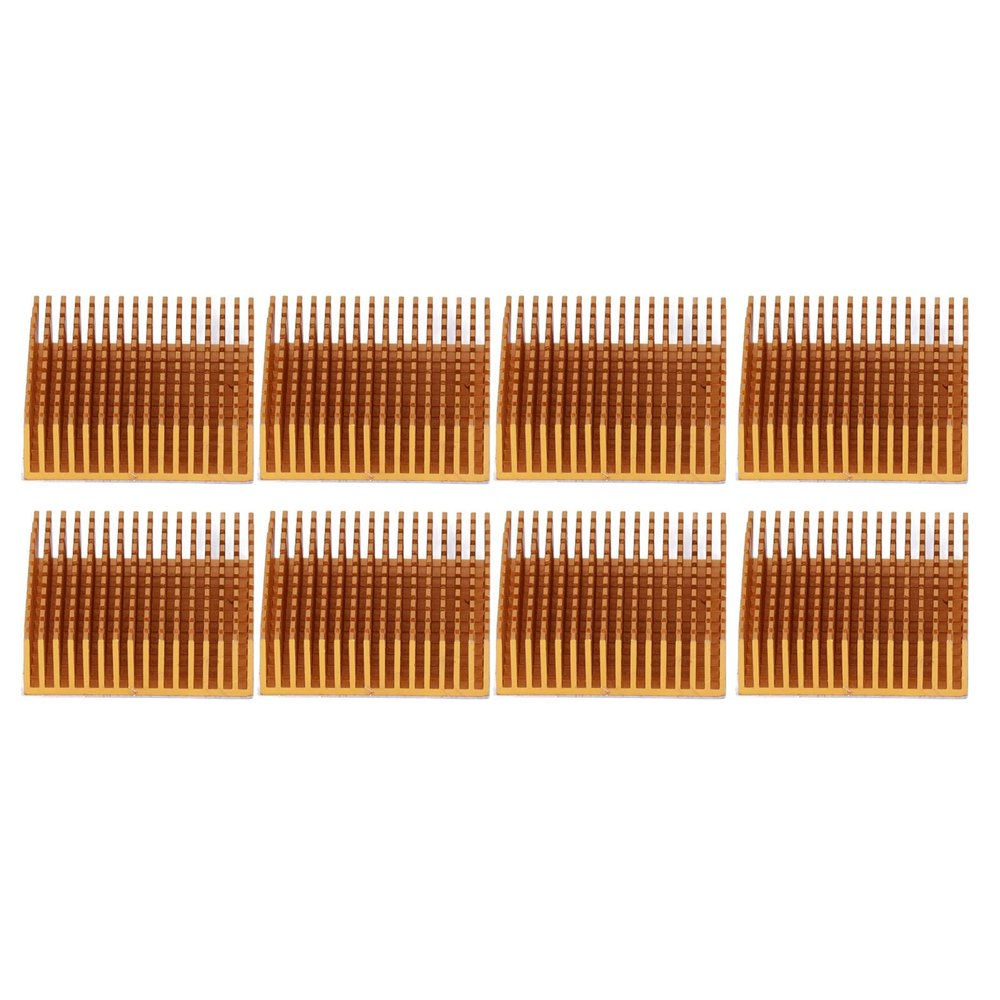 8Pcs Cooling Fins Aluminum Alloy Power Radiator Slotted Heatsink for Electronics 50x50x15mm Gold (with Adhesive Backing)