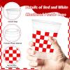 HYMENEX 50Pcs Red and White Checkered Cups, 12oz Red Checkered Disposable Clear Plastic Cups Gingham Party Cup for Wedding Valentines Home Supplies Birthday Party Decorations view 2