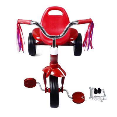 Toddler Tricycle Kids Trike Bike Sturdy Steel Frame Foldable Design 3 Position Adjustable Seat with Storage Basket for Children Ages 1 3 Years Red Color