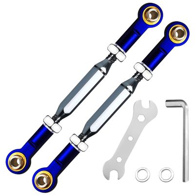 2PCS Adjustable Stainless Steel Turnbuckles Set/Camber Links with Rod Ends Set for 1/10 Traxxas Slash 4X4 2WD /Rustler 2WD 4X4/Hoss 2WD 4X4/ Stampede 2WD 4X4/Bandit 2WD 4X4/ Upgrades Parts(Dark Blue)