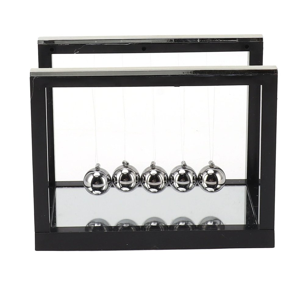 Newton ' s Cradle Balance Balls | Stainless Steel Stress Relief Desk Toy for Office / Home / School | 5 Pendulum Balls with Mirror Base, Desktop Decoration
