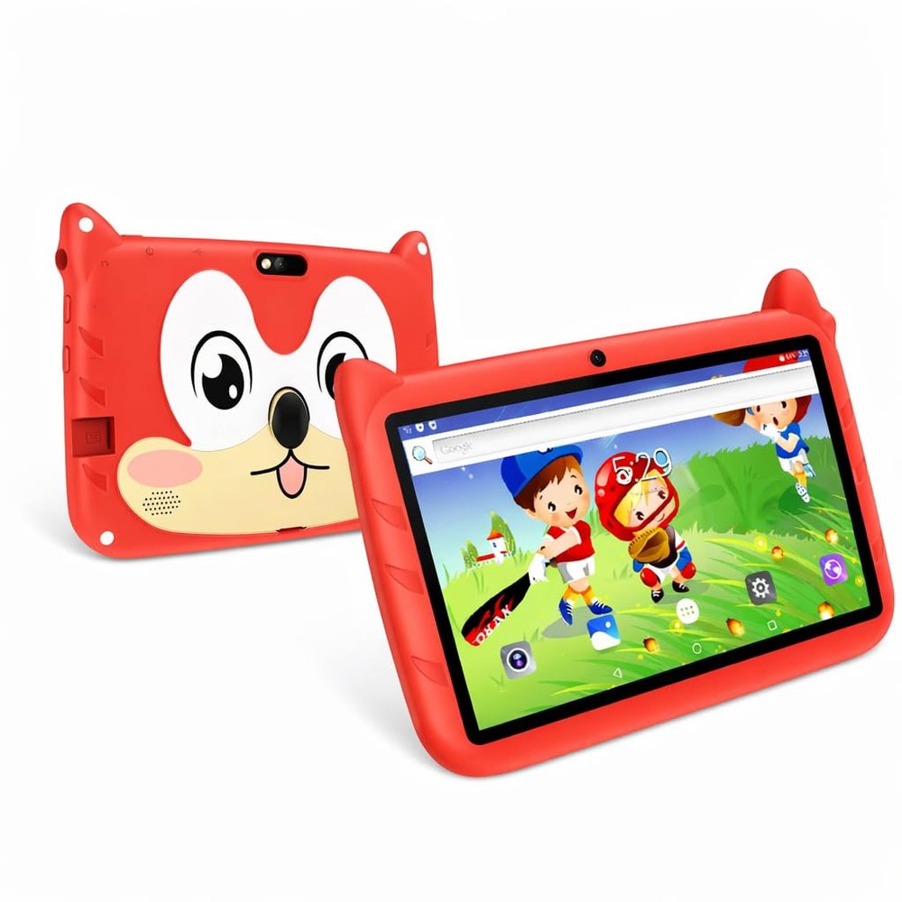 7 Inch Kids Tablet Android 13, WiFi Tablet for Children, 4GB RAM 64GB Storage, Dual Camera, Parental Control, Learning & Entertainment Tablet for Kids (Red)
