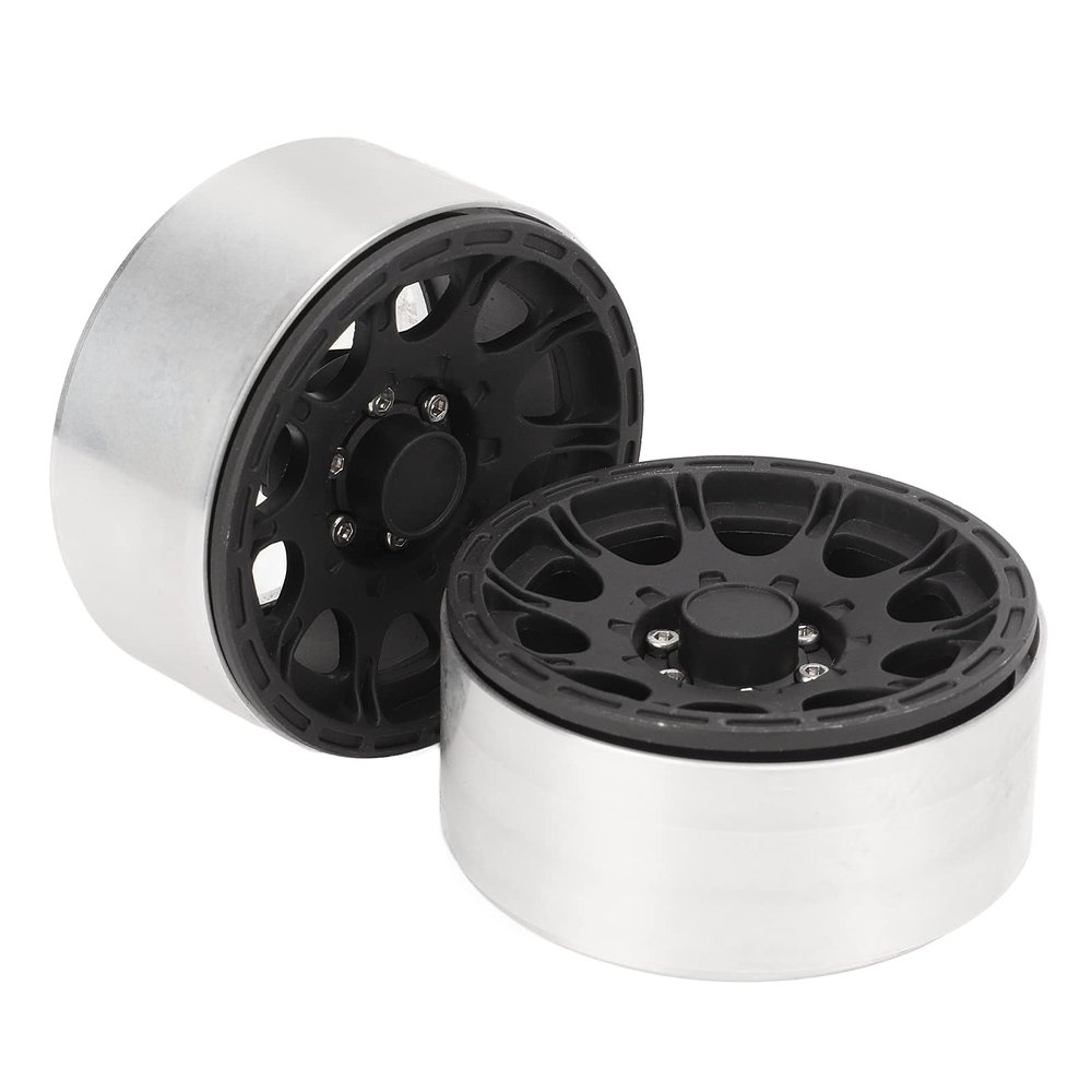 2Pcs 1.9 Inch Wheel Hub, Aluminum Alloy Beadlock Wheels Rim Hubs for Axial Scx10 RC Car, CNC Machined High Wear Resistance 1.9 Inch Beadlock Wheel Hub with 12mm Hex Driver, Perfect (Black)