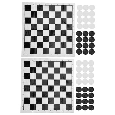 International Checkers Set Plastic Film Checkerboard Travel Board Games Set Foldable Lightweight Portable for Parties Camping Family Fun PP Material 25x25cm 48 Checkers