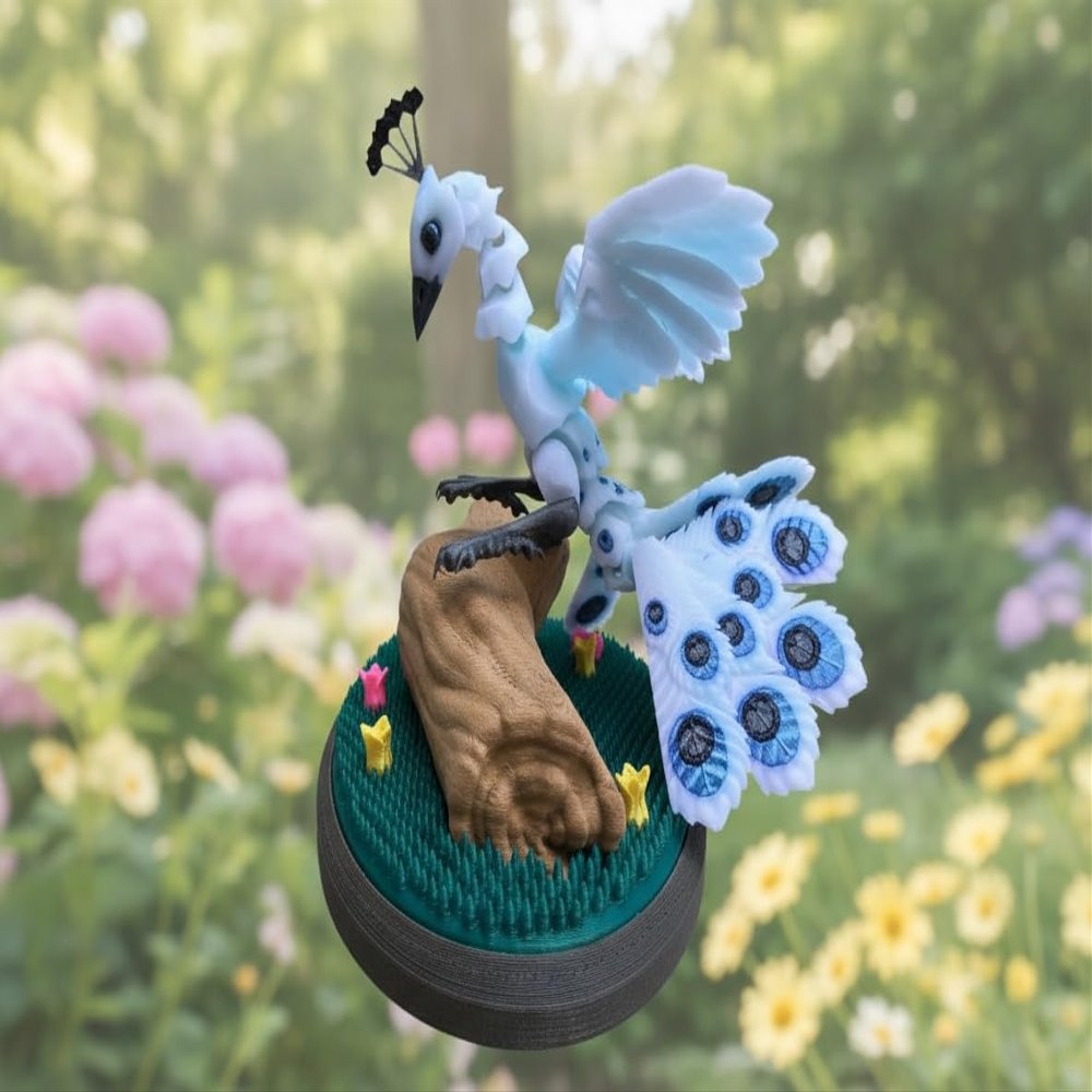 3D-printed miniature peacock model features movable joints and a sensory stress-relieving function, making it suitable as a desk ornament, collectible, or gift for adult friends. (Style 04)