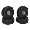 4PCS 1.9 Inch RC Crawler Rubber Tires, Replacement for SCX10 1/10 RC Car, 12 Hole Aluminum Alloy Wheels with Excellent Grip, Off Road Terrain Tires for RC Crawler Vehicles (Silver) view 1