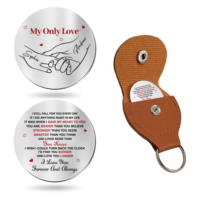 Wrappiness Personalized Gifts for Wife - My Only Love Pocket Hug Leather Token Gift from Husband, Personalized Anniversary, Valentine Day or Special Occasion Gift for Wife from Husband, Gifts for Her