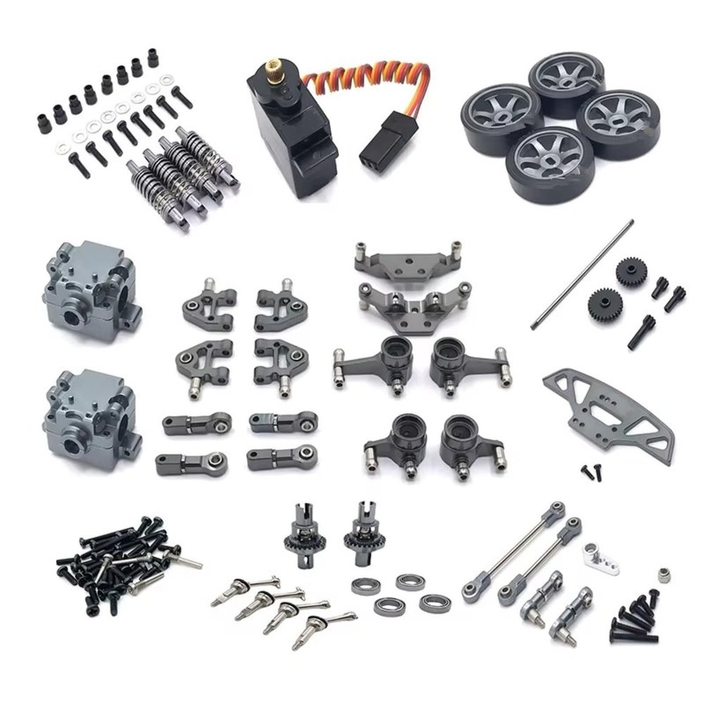 RC Models Spare Parts For WLtoys 284131 K969 K979 K989 K999 P929 P939 1/28 Metal Upgrade Gearbox Servo Link Kit Remote Control Car Spare Parts(Gray)