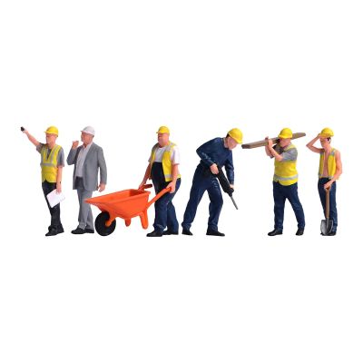 getuse 1/64 Scale Construction Workers Figures (6-Piece Set) - Hand-Painted Resin Model Figures for Diorama & Scene Layout, Style B
