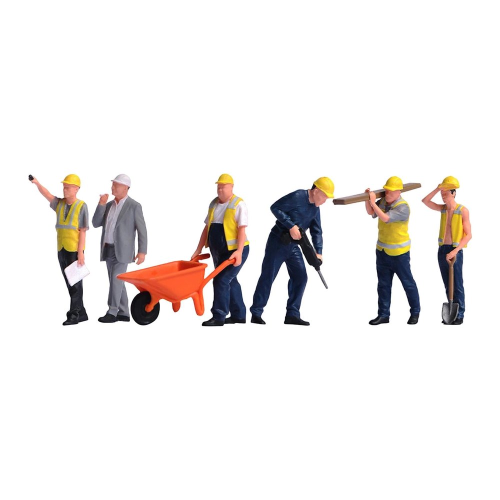 getuse 1/64 Scale Construction Workers Figures (6-Piece Set) - Hand-Painted Resin Model Figures for Diorama & Scene Layout, Style B