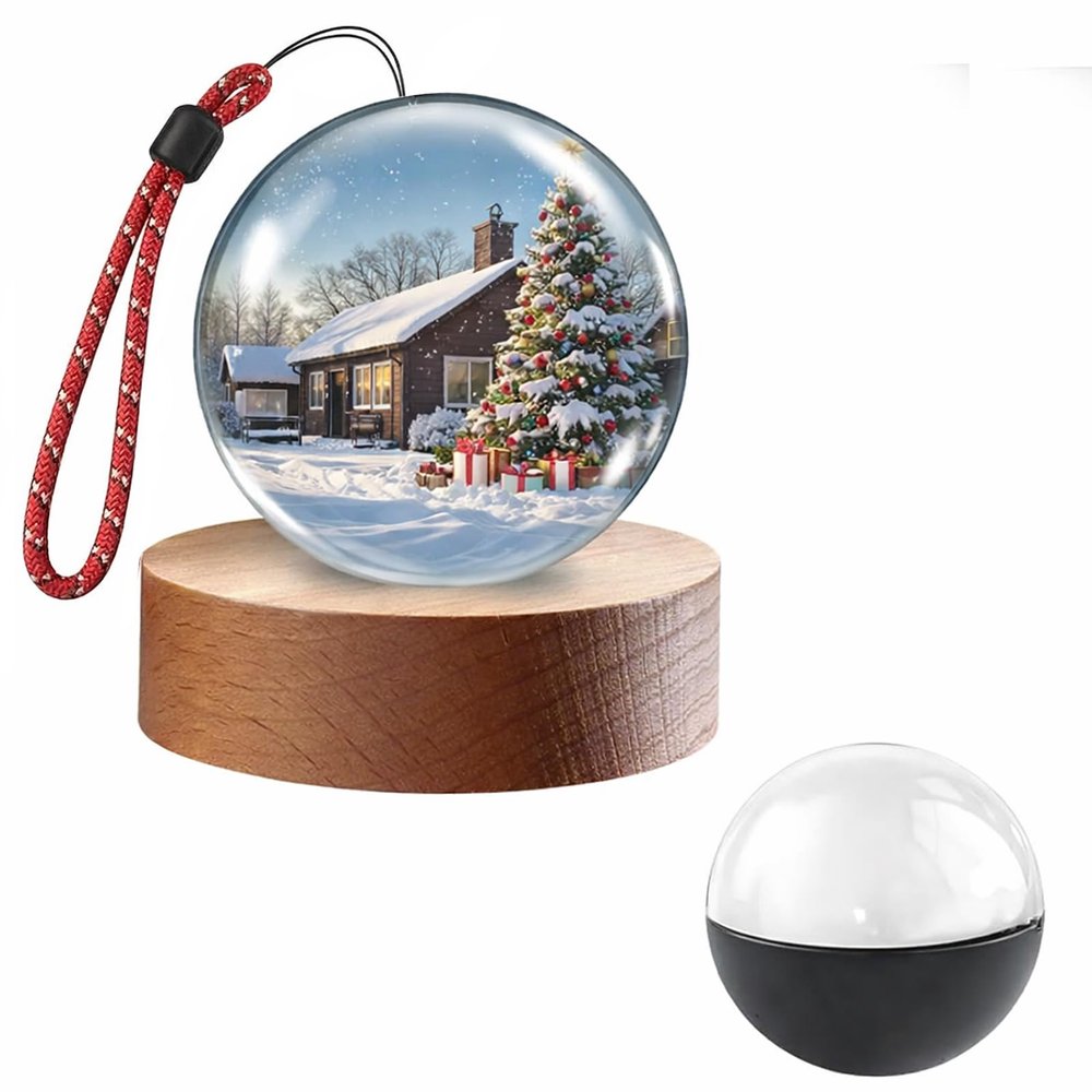 Denash Memory Sphere Lamp, 2.7 Inch Crystal Ball Video Player with 3D Display and Uploadable Media, Personalized Gift for Anniversary Birthday (Black)