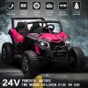 24V Ride On Toys for Big Kids, 2 Seater Side by Side Ride On UTV Car for Kid, 4WD Off-Road Truck with EVA Tire Wheels, 3 Speeds Vehicle, LED Lights, 4 Shock Absorbers, Bluetooth, Music & Horn, Pink view 2