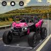 24V Ride On Toys for Big Kids, 2 Seater Side by Side Ride On UTV Car for Kid, 4WD Off-Road Truck with EVA Tire Wheels, 3 Speeds Vehicle, LED Lights, 4 Shock Absorbers, Bluetooth, Music & Horn, Pink view 3