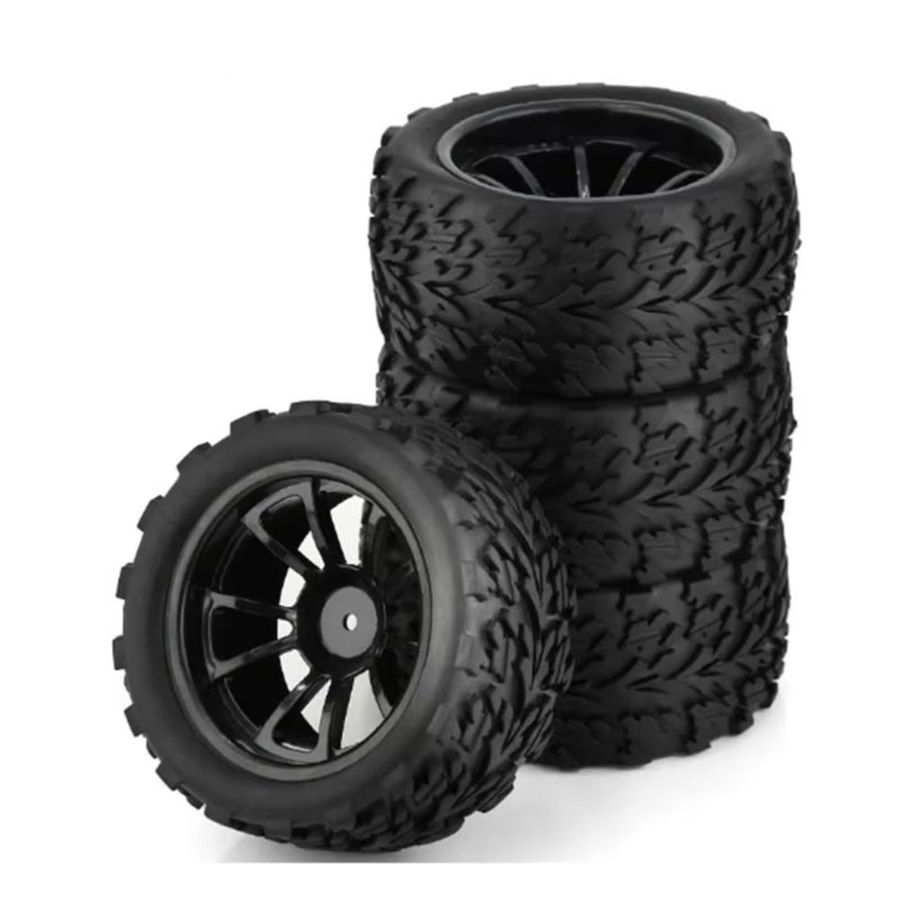 RC Crawlers Components For Tamiya For Kyosho 1/10 RC Car For Monster Truck For Buggy Tire Tyre Wheel Foam Inserts 12mm Hex 4pcs 118MM(Black)