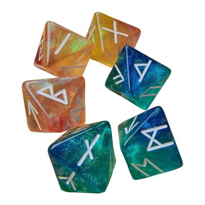 6pcs 8 Sided Divination Prediction Game Dices Exquisites Polyhedral Runes for Portable Tabletop Entertainment Acrylic Polyhedral