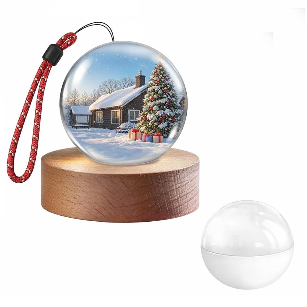 Denash Memory Sphere Lamp, 2.7 Inch Crystal Ball Video Player with 3D Display and Uploadable Media, Personalized Gift for Anniversary Birthday (White)
