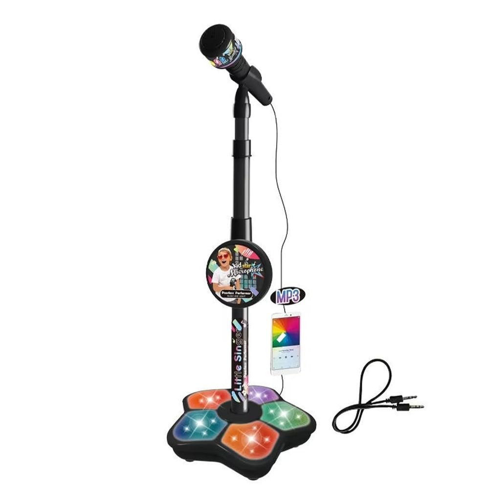 2026 New Kids Star Microphone with Stand - Portable Karaoke Machine Toy with Built-in Music, Colorful Lights & Echo Effects, Adjustable Height for Singing, Music Play