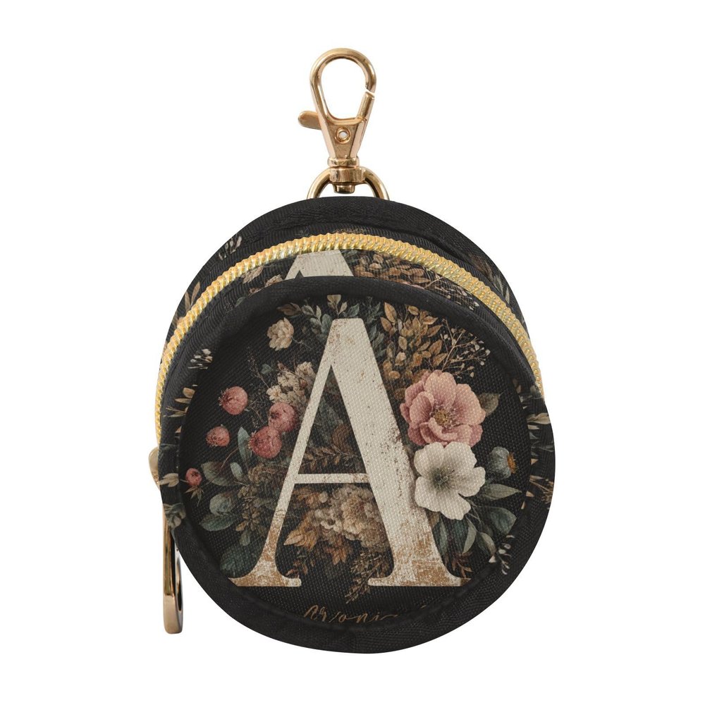 pnyoin Art Delicate Floral Letter A Pacifier Case Pacifier Holder with Clip,Easily Attach to a Diaper Bag or Purse,2.95" in Diameter Portable Container Case Holds 2 Pacifiers