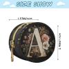 pnyoin Art Delicate Floral Letter A Pacifier Case Pacifier Holder with Clip,Easily Attach to a Diaper Bag or Purse,2.95" in Diameter Portable Container Case Holds 2 Pacifiers view 2